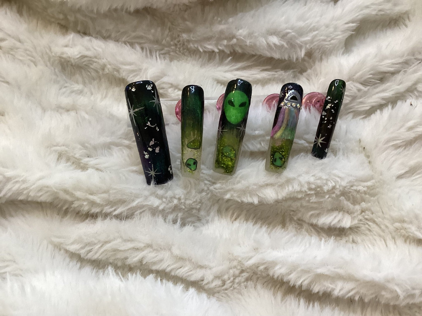 Alien Aqua Set - Kay’s Custom Nails